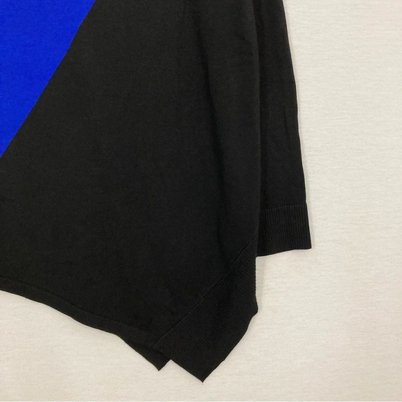 Calvin Klein Blue Black Round Neck Stretch Tight Knit Asymmetric Sweater XL - Picture 4 of 9